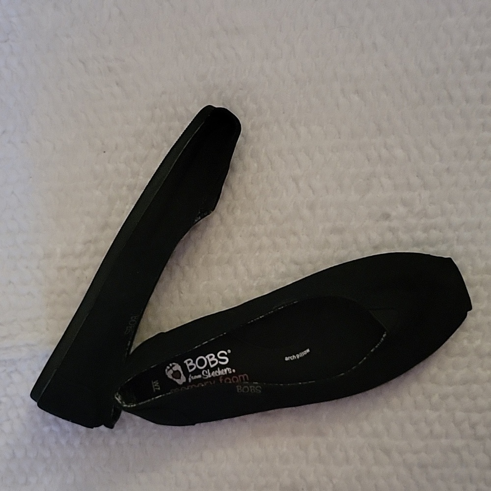 Bobs from Skechers black Memory Foam flats padded insole rubber soles sz…7 NEW